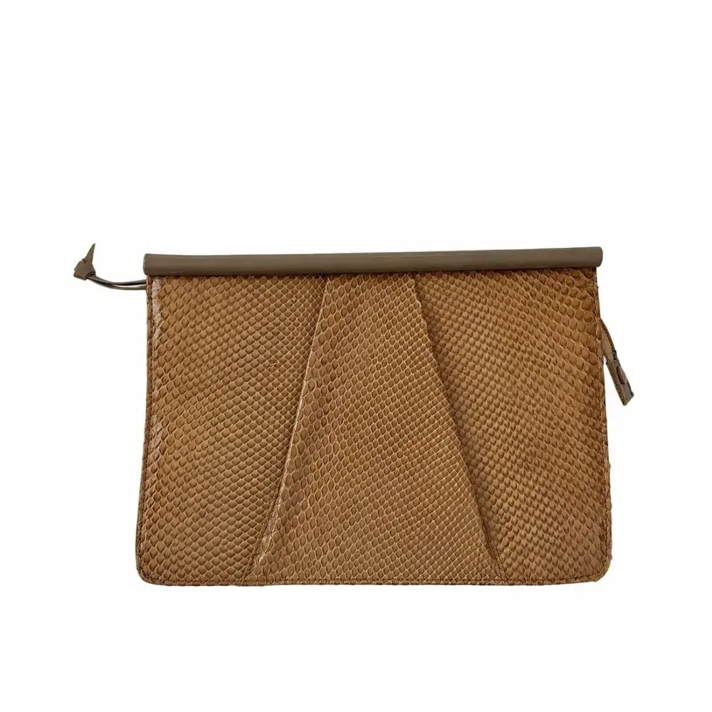 Vintage Argentinian Snakeskin Clutch Handbag Brown